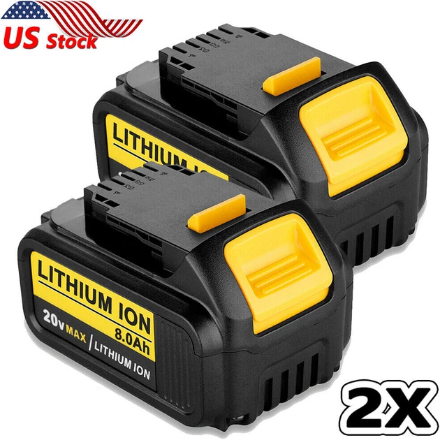 2Pack 8.0AH For Dewalt 20V 20Volt Max XR Lithium Battery DCB206-2 DCB205 DCB200