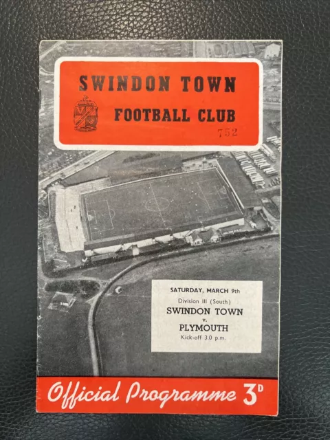 9.3.1957. Swindon Town v Plymouth Argyle (Div 3 South).