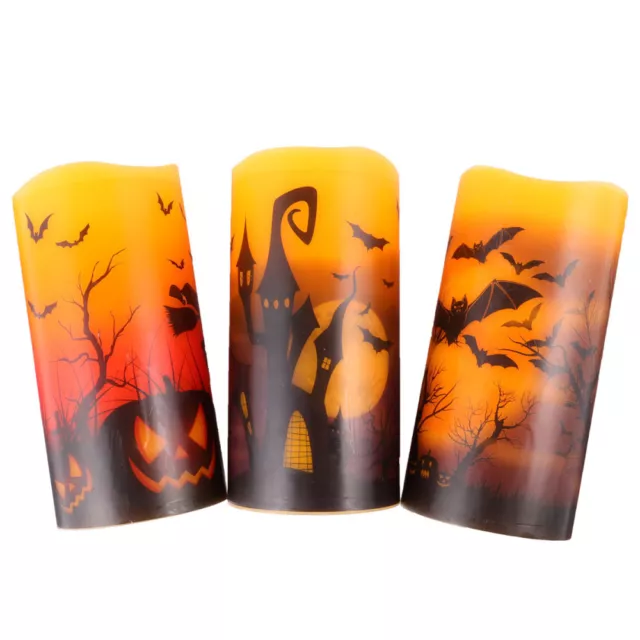 3 Pcs Electric Candle Halloween Electronic Light Candles Gifts