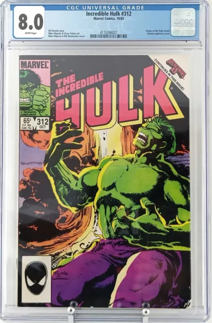 Incredible Hulk # 312 1985 Gradato Cgc 8.0 Marvel Comics USA