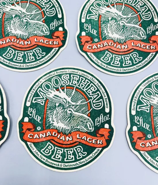 Lot 10 Vintage Moosehead Canadian Lager Beer Coasters Cardboard Barware Brewery