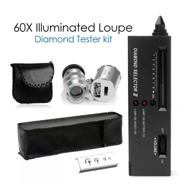 Jeweler Diamond Tool kit With Portable Diamond Tester 60X Illuminated Loupe