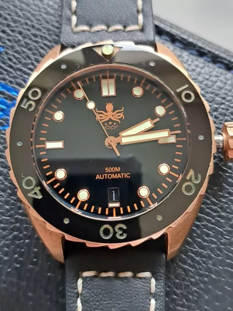 PHOIBOS EAGLE RAY Bronze Diver 500m Swiss Sellita SW200-1 Automatik / Automatic