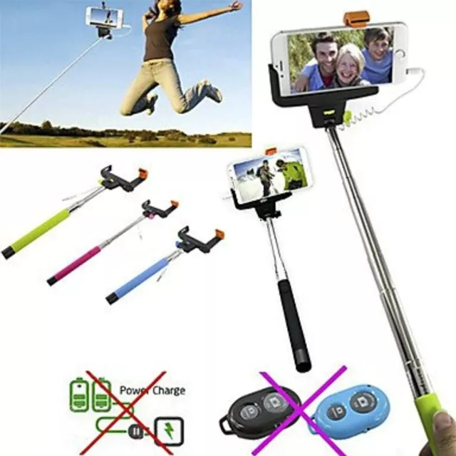 DF Cable Take Pole Extendable Selfie Handheld Monopod Stick Holder for iPhone