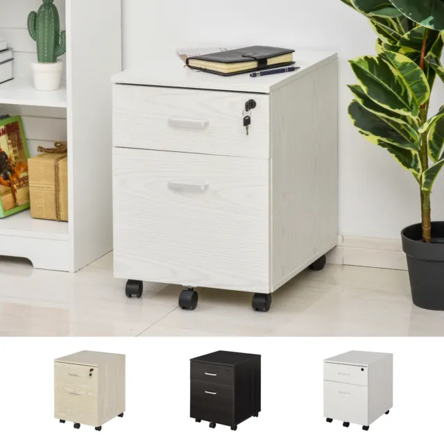 2-Drawer Locking Office Filing Cabinet w/ 5 Wheels Rolling Storage Letters
