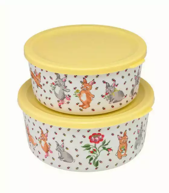 SPECIAL PRICE Cath Kidston Bunnies Set of 2 Round Lunch Boxes RRP £ 15