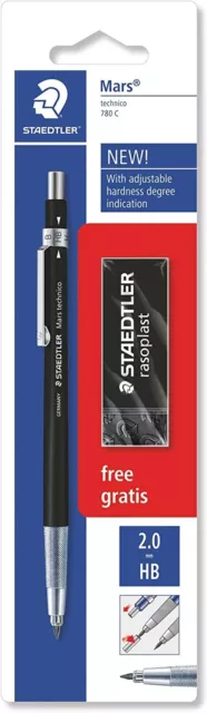 Staedtler Negro Cable Soporte Embrague Portaminas 2mm Hb Mars Technico