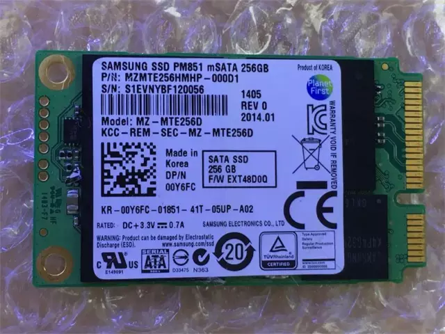 Samsung PM851 mSATA 128GB 256GB 512GB 1TB SSD  MZ-MTE1280 MZ-MTE256D MZ-MTE512D