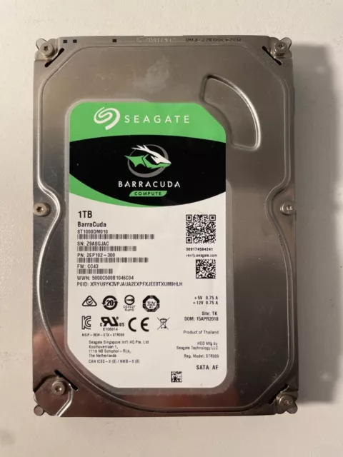 Disque dur 1 To , 3.5 pouce , sata , SEAGATE Barracuda compute ST1000DM010