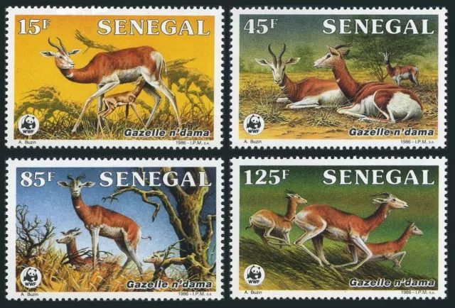 Senegal 677-680, hinged. Michel 875-878. WWF 1986. Ndama gazelles.