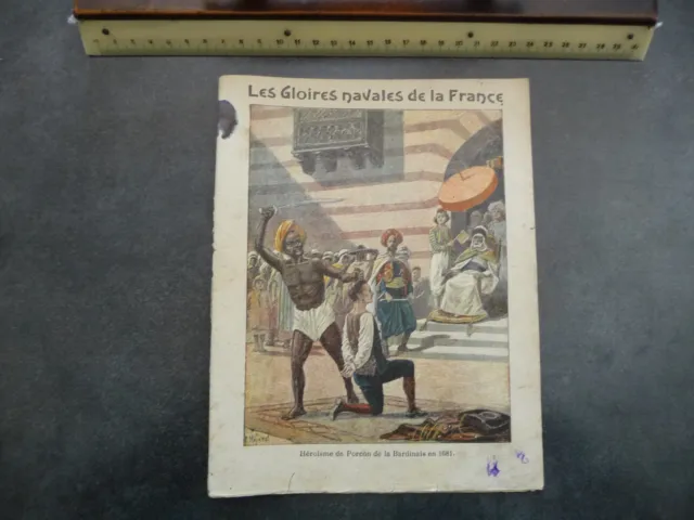 Ancien Protège-cahier "Gloires Navales France - Héroïsme PORCON DE LA BARDINAIS"