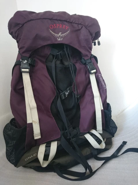 LADIES OSPREY LUNA 60 Litre Backpack Purple Black Bag Size