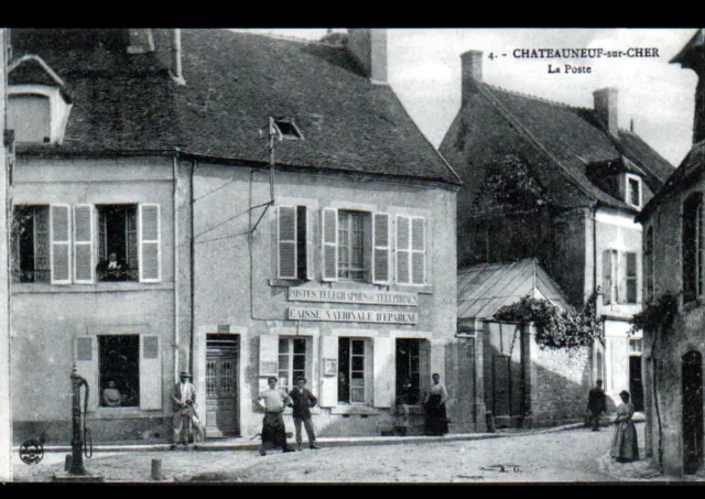 CHATEAUNEUF-sur-CHER (18) BUREAU de POSTE & CAISSE NATIONALE D'EPARGNE animée