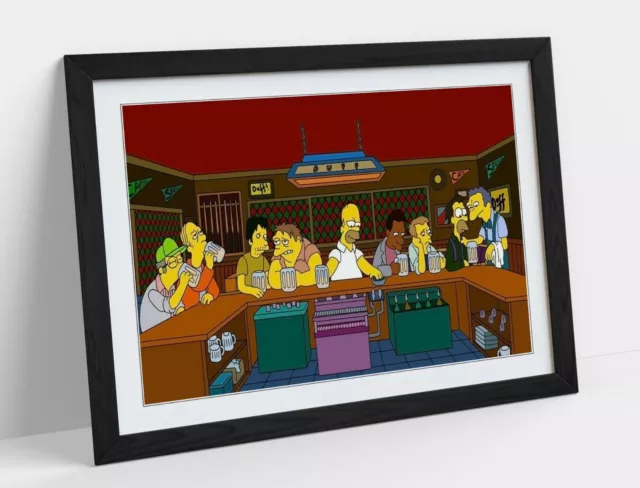 Simpsons The Last Supper -Art Framed Poster Picture Print Artwork- Brown Yellow