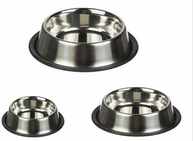 Stainless Steel Metal Non Slip Dog Puppy Pet Animal Feeding Food Water Bowl Dish