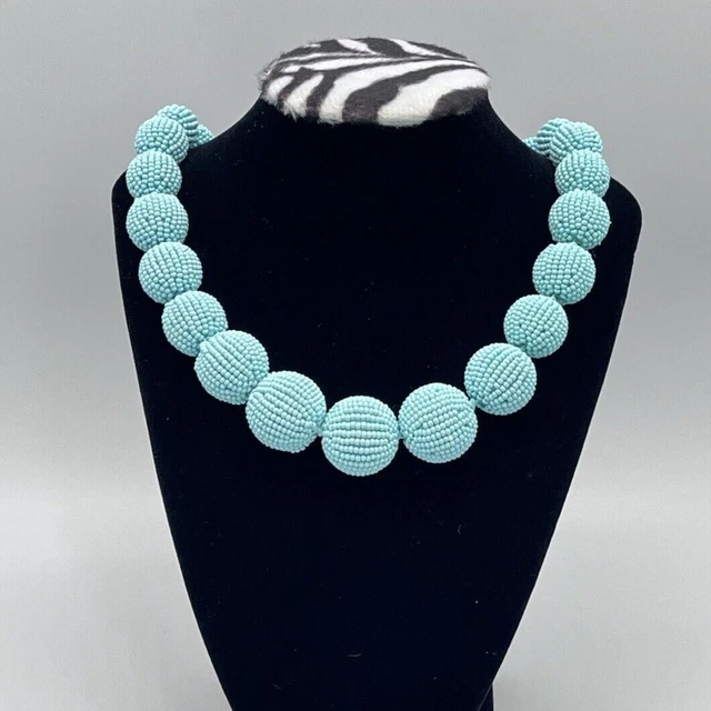 J Crew Chunky Blue Gumball Graduated Bead Necklace 19-22"