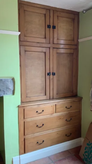 Reclaimed pine alcove cupboard doors and drawers, kitchen pantry