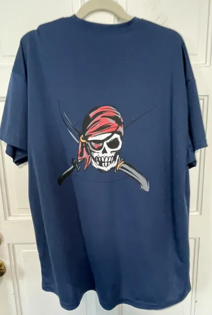 Phenix Custom Rods Mens Graphic Short Sleeve Shirt Large Skull Crossbones Pirate