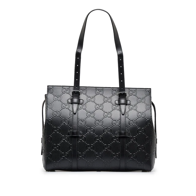 Authenticated Gucci Guccissima Black Calf Leather Tote Bag