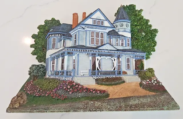 Hand Painted Sculpted Victorian House 7” Figurine Wall Art