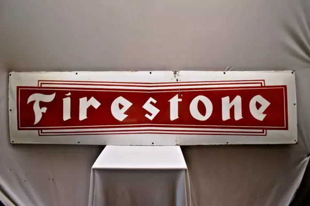 Vintage Firestone Tires Pneumatici Firmare Board Porcellana Smalto Pompa Benzina
