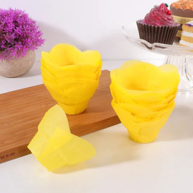 100 piezas revestimientos comestibles para cupcakes pergamino en forma de loto a prueba de aceite