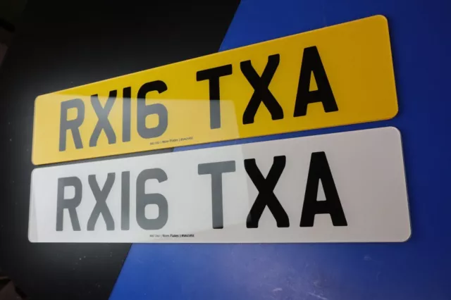 PAIR Front + Back Standard HD Number Plates - Road Legal - Free Border Car Reg