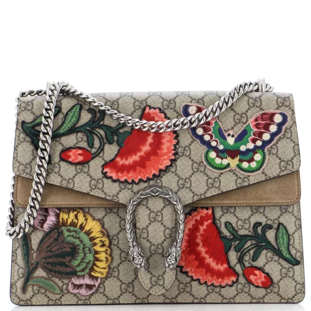 Gucci Dionysus Bag Embroidered GG Coated Canvas Medium Brown