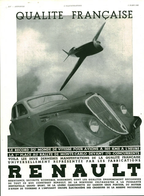 PUBLICITÉ 1928 LES 6 Cylindres Renault Monasix Et Vivasix Voitures