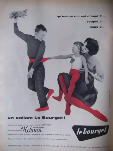 Publicité 1958 Collant Le Bourget Mousse De Nylon Helanca - Advertising