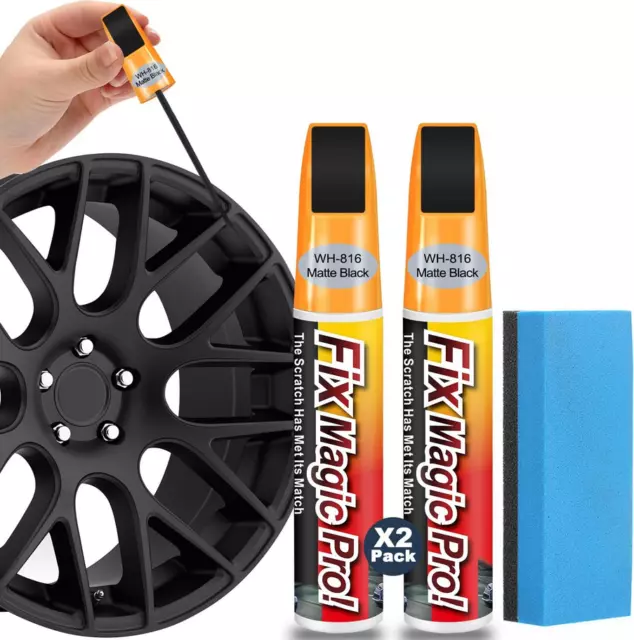 FOLLOWIN Matte Black Rim Touch Up Paint for Cars Black Wheel Paint Repair  Kit