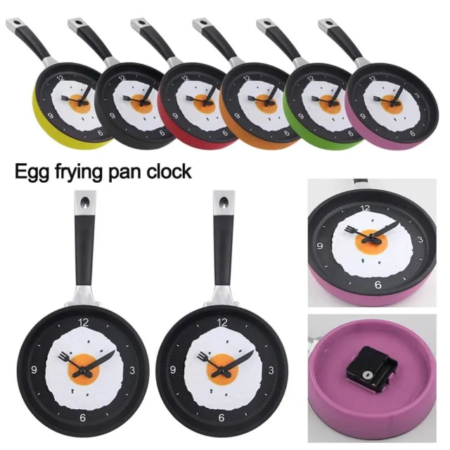 For Kitchen,Living Room Pot Clock Wall Clock Frying Pan with Fried Eggs