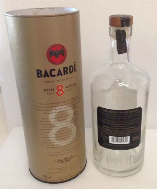 BACARDI BOTTLE and TIN 1L - RON 8 ANOS - AGED 8 YEARS - GRAN RESERVA 2