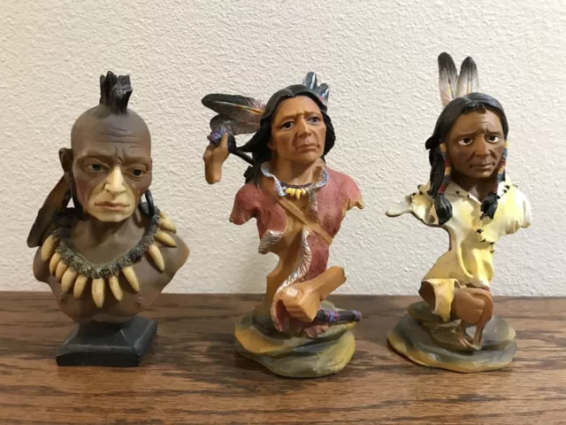 Southwestern Reflections Collection Polystone Indian Head Bust Set of 3