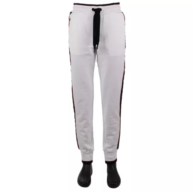 DOLCE & GABBANA Track Jogging Pants Trousers Zip Pockets Logo White Black 11292