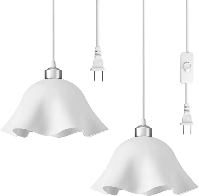 Plug in Pendant Light, 2 Pack Hanging Lights with Plug in Cord, Hanging Lamp Wit