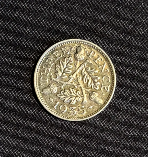 1935 UK Silver 3 Pence Average Circulated Condition & Highly Collectible!