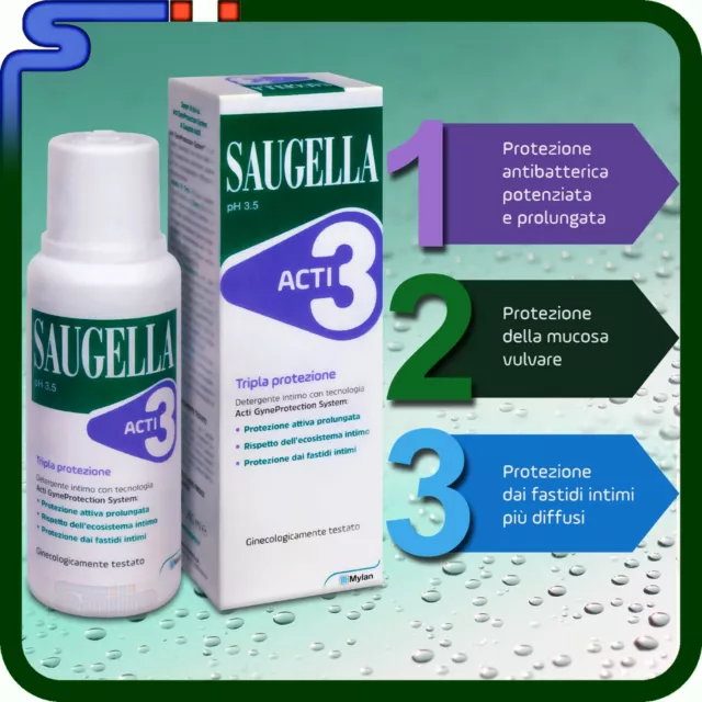 SAUGELLA ACTI3 NUOVO DETERGENTE INTIMO TRIPLA PROTEZIONE ATTIVA PROLUNGATA 250ml