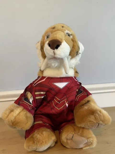 Build A Bear Sabertooth Tiger Plush Stuffed Animal 16"  RETIRED W/ Ironman Shirt