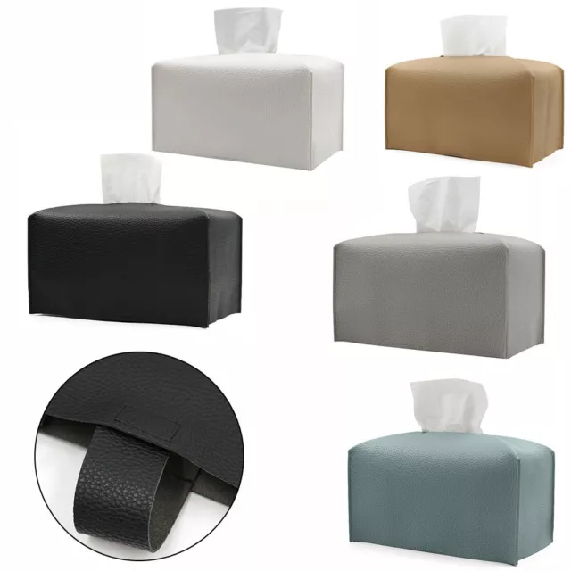 Foldable and Reusable Tissue Box Cover Easy Storage Premium PU Leather
