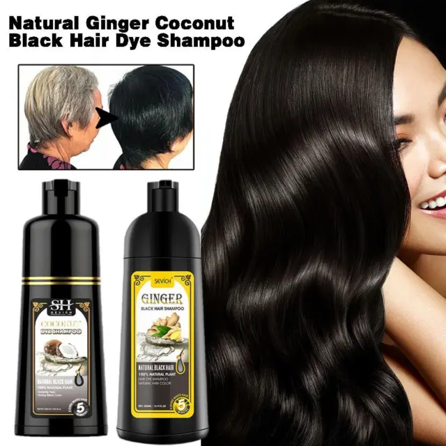 Champú tinte para el cabello negro coco natural rápido instantáneo E7P2