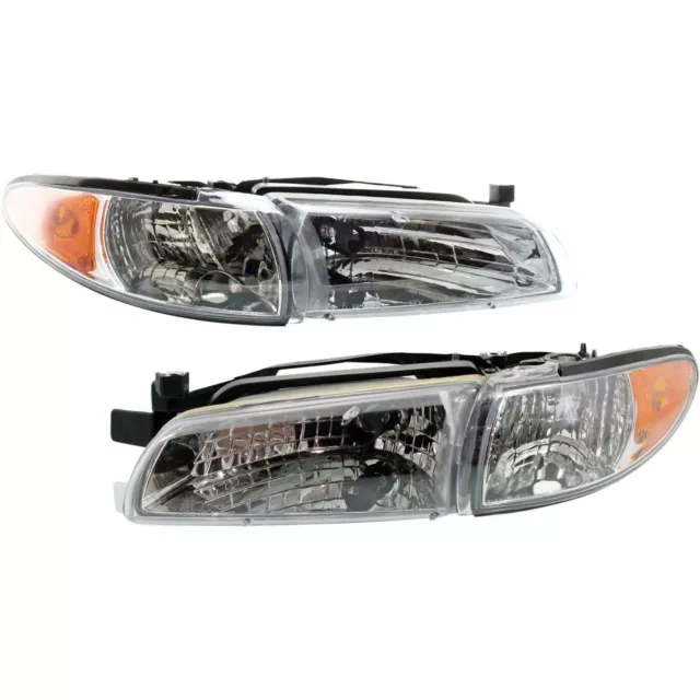 Headlights Assembly Headlamps Left & Right Set 2PCS for 97-03 Pontiac Grand Prix