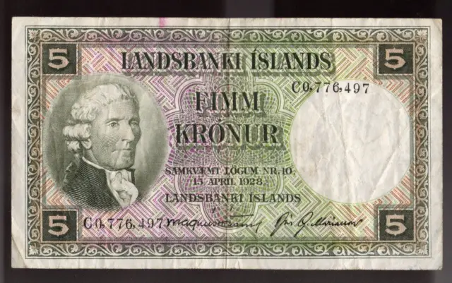 Iceland 5 crowns 1928 (1948) Pic# 32