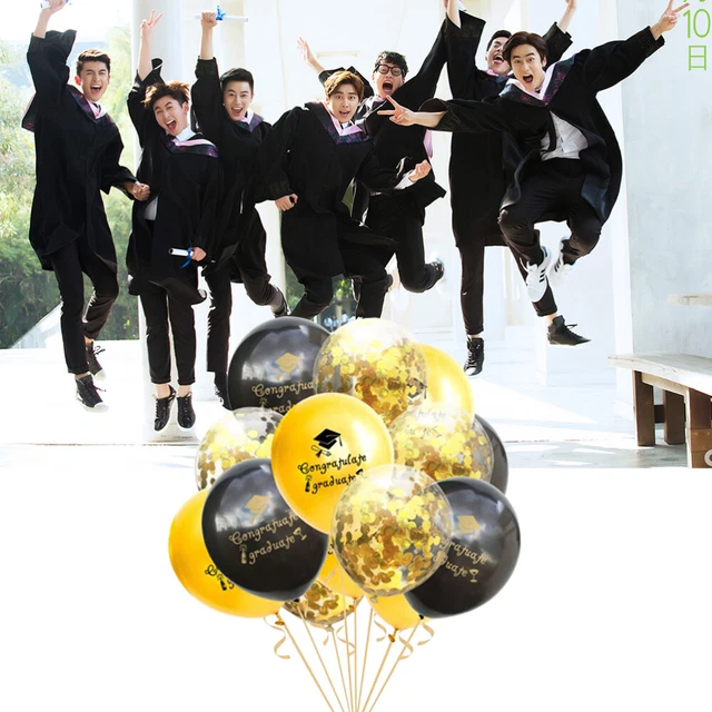 15 pz palloncini in lattice decorazioni per graduazione oro nero lettera 2022