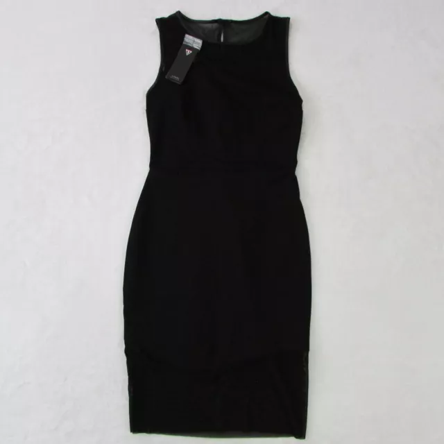 Guess Black Ponte Mesh Bodycon Fitted Dress Women's Size Small