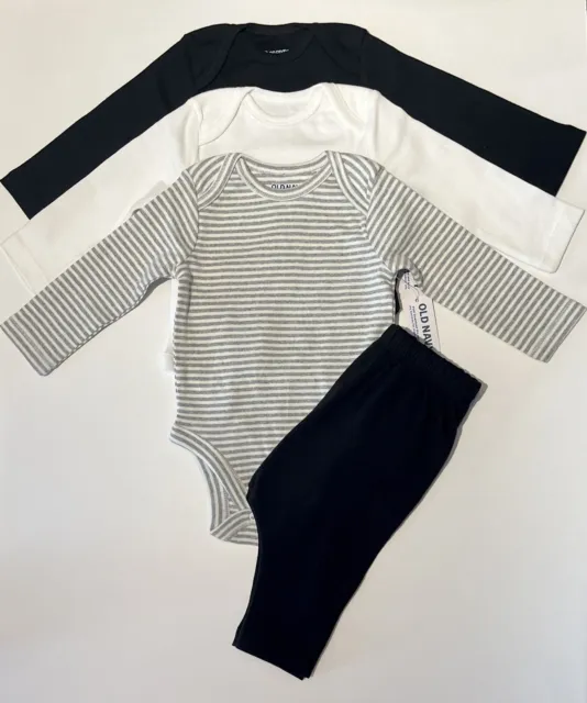 New Baby Boy Girl Clothes 3-6 Months Pants Set Long Sleeve Bodysuit 4 PC Set