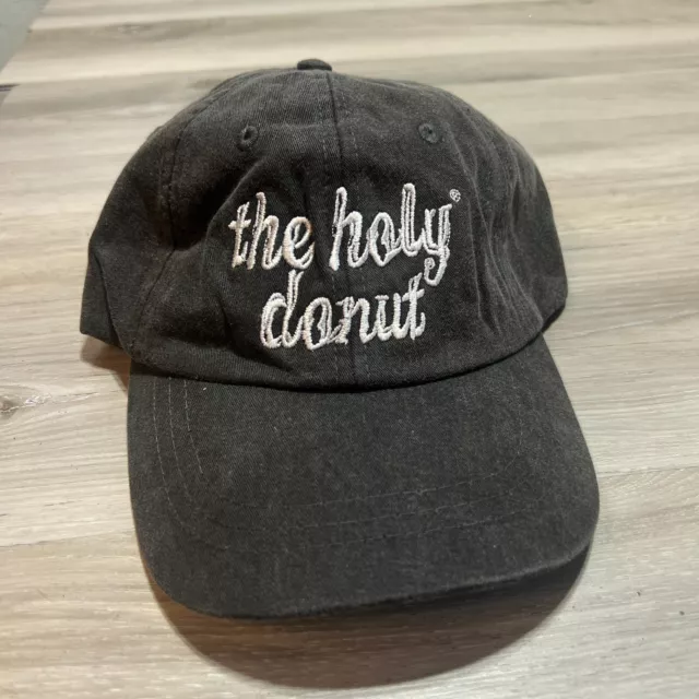 Vintage Adams The Holy Donut Strapback Hat Employee Leather Strap Donuts EUC