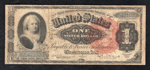 Fr. 217 1886 $1 One Dollar “Martha” Silver Certificate Currency Note Very Fine