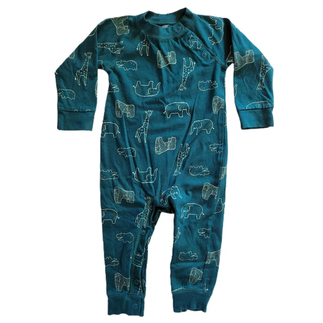 Carters Baby One Piece Teal Outfit Long Sleeve Jumper Safari Animals NWOT