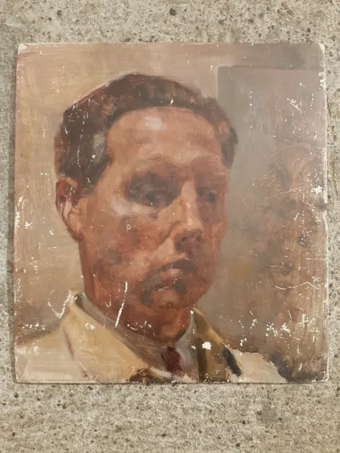Ancien Tableau Peinture HSP Portrait Homme